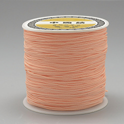 Light Salmon Polyester Cords, Light Salmon, 0.8mm, about 131.23~142.16 yards(120~130m)/roll