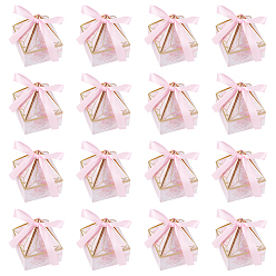 Pink Бумажные коробки для упаковки конфет в форме ромба, с лентой, подарочная коробка для счастливого дня свадьбы, розовые, 7x7x8.5 см
