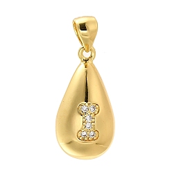 Letter I Стойка металлическая латунная микропрофилированная кубическая циркония подвески, долговечный, без свинца и без кадмия, реальный 18 k позолоченный, каплевидная форма с подвесками-буквами, Буква "i", 21x11 мм, отверстие : 5x3 мм