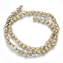 Antique Bronze Plated Electroplated Non-magnetic Synthetic Hematite Beads Strands, Frosted, Hexagon, Antique Bronze Plated, 6x6x3mm, Hole: 1mm, about 72pcs/strand, 15.94 inch(40.5cm)