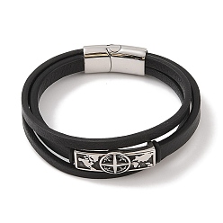 Другие Многорядные браслеты из микрофибры и кожи, викинг 304 браслеты из нержавеющей стали для мужчин, компас, 8-5/8x3/4 дюйм (22x2 см)