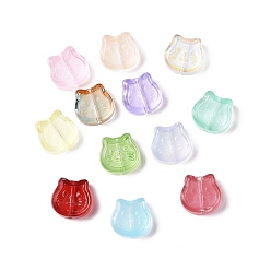 (52) Непрозрачная лаванда Прозрачные брызги, окрашенные распылением, кошка, разноцветные, 13.5x14x5 мм, отверстие : 1.2 мм