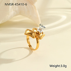 Rectangle 304 Открытые кольца-манжеты из нержавеющей стали с инкрустацией прозрачными кубическими циркониями, золотые, прямоугольные, внутренний диаметр: регулируемый