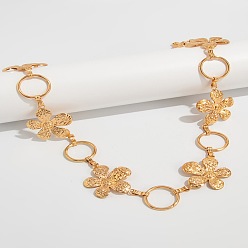 Золотой Цепочка из сплава с цветочным звеном, цепочки на талию и живот для женщин, золотые, 1100 мм