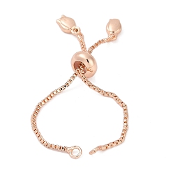 Цветок Изготовление латунных браслетов-слайдеров, стойки покрытие, долговечный, розовое золото , цветок, 4-3/4 дюйм (12 см), отверстие : 1.2 мм