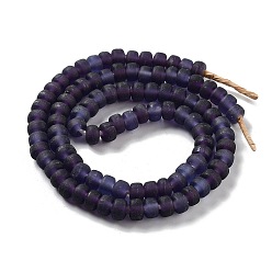 Dark Slate Blue Handmade Nepalese Lampwork Beads, Frosted, Column, Dark Slate Blue, 10x6.5~7mm, Hole: 2.8mm, about 94pcs/strand, 25.39''(64.5cm)
