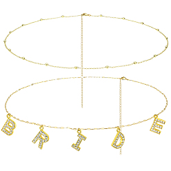 Золотой 2 шт. 2 стили сплав горный хрусталь слово кулон невеста латунные цепи ремни наборы, золотые, 26.77 дюйм (68 см), 1 шт / стиль
