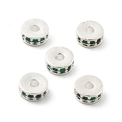 Серебро Латунные микро проложить кубического циркония бусы, долговечный, стойки покрытие, плоско-круглые, серебряные, 6x2.5 мм, отверстие : 1.8 мм