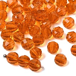 Темно-Оранжевый К 9 стекло, имитация Австрийские кристаллические шарики, класс AAA, граненые, круглые, темно-оранжевый, 6 мм, отверстие : 0.7~0.9 мм