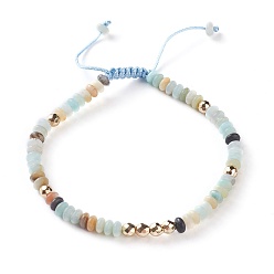 Амазонит Натуральные амазонитовые плетеные браслеты из бисера, с нейлоновым шнуром и немагнитными шариками из синтетического гематита, 2-1/8 дюйм ~ 2-3/4 дюйм (5.5~7 см)