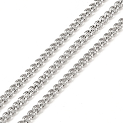 Нержавеющая Сталь Цвет Устойчивые к потускнению 304 цепи из нержавеющей стали, с катушкой, несварные, цвет нержавеющей стали, 4x3x1 мм, около 164.04 футов (50 м) / рулон