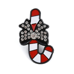 Candy Cane Эмалевые булавки рождественской серии, броши из черного сплава со стразами, шоколадная конфета, 32x21 мм