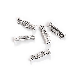 Античное Серебро Сплавочные подвески тибетского стиля, музыкальные инструменты подвески, античное серебро, 22x7.5 мм, 100 шт / комплект