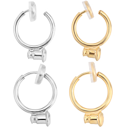 (52) Непрозрачная лаванда 12 шт. 2 цветные латунные клипсы-конвертеры выводы, для не проколотых ушей, без никеля , с 12 силиконовыми подушечками, настоящее золото и платина, 17x13x4.5 мм, отверстие : 0.5 мм, 6 шт / цвет