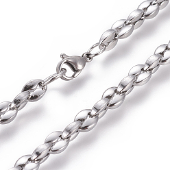 Stainless Steel Color Non-Tarnish 304 Stainless Steel Cable Chains Necklaces, with Lobster Claw Clasps, Stainless Steel Color, 27.2 inch(60cm)