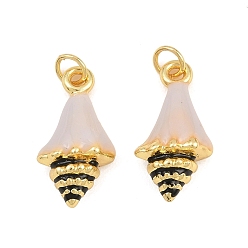 Colorful Brass Enamel Pendants, Conch Shape Charms, Rack Plating, Long-Lasting Plated, Lead Free & Cadmium Free, Real 18K Gold Plated, Colorful, 20x11x6mm, Hole: 3.5mm