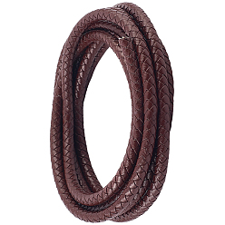 Седло Коричневый Плетеный кожаный шнур с сердечником, кожаный шнур ювелирных изделий, ювелирные изделия DIY делает материал, окрашенные, круглые, седло коричневый, 6 мм, около 2.19 ярдов (2 м) / комплект
