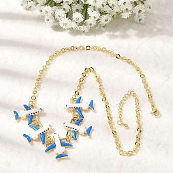 Airplane Латунь эмаль кулон ожерелья, ожерелья-цепочки для женщин, стойки покрытие, без кадмия и без свинца, долговечный, самолет, 17.52 дюйм (44.5 см), удлинитель 45мм