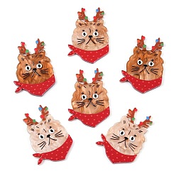 Cat Shape Акриловые подвески с рождественской тематикой, форма кошки, 41.5x28x2 мм, отверстие : 1.6 мм