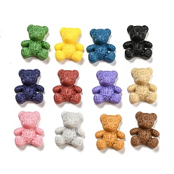 (52) Непрозрачная лаванда Непрозрачные кабошоны из смолы, медведь, разноцветные, 15.5x13x5.5~6 мм
