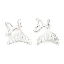 Серебро 925 подвески в виде хвоста кита из стерлингового серебра, с перемычками и 925 штампом, серебряные, 11~14x10~14.5x2~3 мм, отверстие : 3.5 мм