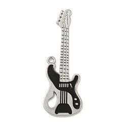 Черный Платина покрыли эмали сплава большие кулоны, гитарные прелести, чёрные, 66.5x23x2 мм, отверстие : 2 мм
