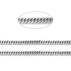 Stainless Steel Color Tarnish Resistant 304 Stainless Steel Cuban Link Chains, Chunky Curb Chains, Diamond Cut Chains, with Spool, Unwelded, Faceted, Stainless Steel Color, 10mm, 16.4 Feet(5m)/bag