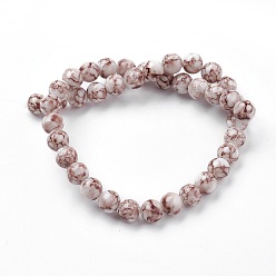 Camel Glass Beads Strands, Round, Camel, 9.5~10.5mm, Hole: 1.2mm, about 38pcs/strand, 14.5 inch(37cm)