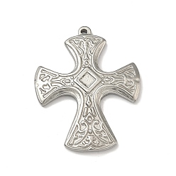 Нержавеющая Сталь Цвет 304 подвески из нержавеющей стали, крест очарование, цвет нержавеющей стали, 45x35.5x3.5 мм, отверстие : 1.8 мм