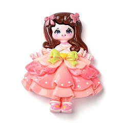 Светло-Коралловый Мультяшные девушки из непрозрачной смолы декодируют кабошоны, кукла, свет коралловый, 51.5x40x11 мм