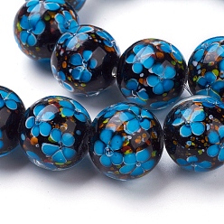 Озёрно--синий Ручной внутренняя цветочные бусины бисер пряди, круглые, Плут синий, 19~20 мм, отверстие : 2.5 мм, 18 шт / нитка, 12.99 дюйм