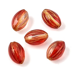 Brique Rouge Peinture à cuisson et perles de verre entrelacées de métal doré, ovale, firebrick, 14x9x8.5mm, Trou: 1.5mm