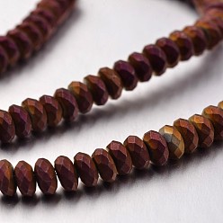 С Фиолетовым Покрытием Гальванизировать немагнитных синтетический гематит нитей бисера, матовые, рондель, с фиолетовым покрытием, 4x2 мм, отверстие : 1 мм, около 177 шт / нитка, 15.7 дюйм