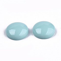 Cyan Opaque Resin Cabochons, Half Round/Dome, Cyan, 13.5x5mm