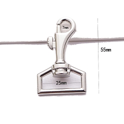 Platine Fermoirs pivotants en alliage de zinc, platine, 55mm
