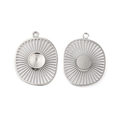 Нержавеющая Сталь Цвет Не тускнеет 304 подвеска из нержавеющей стали кабошон, овальный прямоугольник, цвет нержавеющей стали, 19.5x15x1.5 мм, отверстие : 1 мм, внитренний диаметр лотка: 5 мм