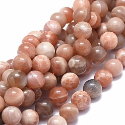 Солнечный Камень Натуральный Sunstone бисер пряди, круглые, 9.5 мм, отверстие : 1 мм, около 40 шт / нитка, 15.1 дюйм (38.5 см)