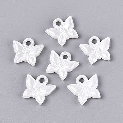 Кремово-белый Абс пластмассовые жемчужные подвески, бабочка, кремово-белые, 16.5x17.5x3.5~4 мм, отверстие : 3 мм, Около 999 шт / 500 г