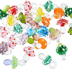 (52) Непрозрачная лаванда 24 кулоны лэмпворк ручной работы, неровный, гриб, кристально чистый, разноцветные, 24.5~29.5x15~18.5 мм, отверстие : 2~5 мм