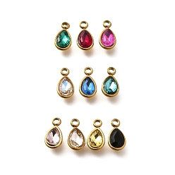 (52) Непрозрачная лаванда 304 подвески из нержавеющей стали, со стразами, реальный 18 k позолоченный, ионное покрытие (ip), слеза, разноцветные, 10.5x5.5x0.5 мм, отверстие : 1.8 мм