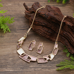 Седло Коричневый Прямоугольные ожерелья с подвесками из сплава и эмали и комплекты серег-гвоздиков, седло коричневый, 420 мм