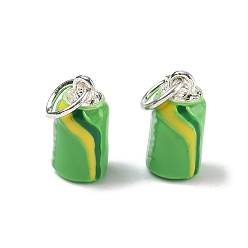 Зеленый лайм Подвески из эмали и сплава, напитки чары, платина, зеленый лайм, 15x8 мм, Перейти кольцо: 7x1 мм, 5 мм внутренним диаметром