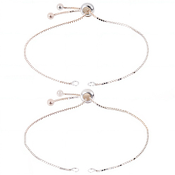 Серебро 2шт. 925 браслет из стерлингового серебра с цепочкой-слайдером, 1 с тканью для полировки ПК, серебряные, 7-1/8 дюйм (18 см)