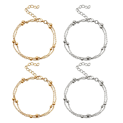 (52) Непрозрачная лаванда 4шт. 2 цвета, железная круглая цепочка с шариками, браслеты на лодыжку для женщин, разноцветные, 2 дюйм (7-5/8 мм), 195 шт / цвет