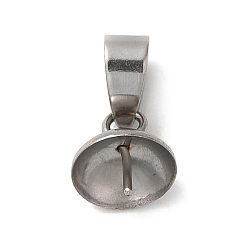 Нержавеющая Сталь Цвет 304 кулоны булавки жемчужные колышки стаканчики нержавеющие, за половину пробурено бисера, цвет нержавеющей стали, 13 мм, Кулон : 8x8 мм, отверстие : 5x3.5 мм, штифты : 0.7 мм