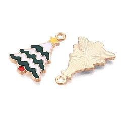 Рождественская елка Новогодняя тема сплава эмали подвески, без кадмия и без свинца, золотой свет, рождественская елка, 24x16x1.5 мм, отверстие : 1.8 мм