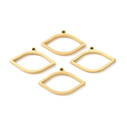 Настоящее золото 24K Ионное покрытие (ip) 304 подвески из нержавеющей стали с открытой задней панелью, для diy уф смолы, эпоксидная смола, Прессованные цветочные украшения, глаз, реальный 24 k позолоченный, 22x35x3 мм, отверстие : 2 мм