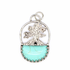 Бирюза Синтетические бирюзовые подвески, с целью перехода в кольце, древо жизни, 41x26x6 мм