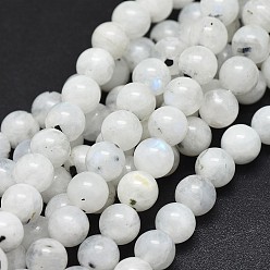 Rainbow Moonstone Бусины из натурального радужного лунного камня, круглые, 6 мм, отверстие : 0.8 мм, около 62 шт / нитка, 15.6 дюйм (39.8 см)