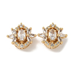 Настоящее золото 18K Латунные микро проложить кубического циркония бусы, без кадмия, без никеля и без свинца, овальные, реальный 18 k позолоченный, 14x16x8 мм